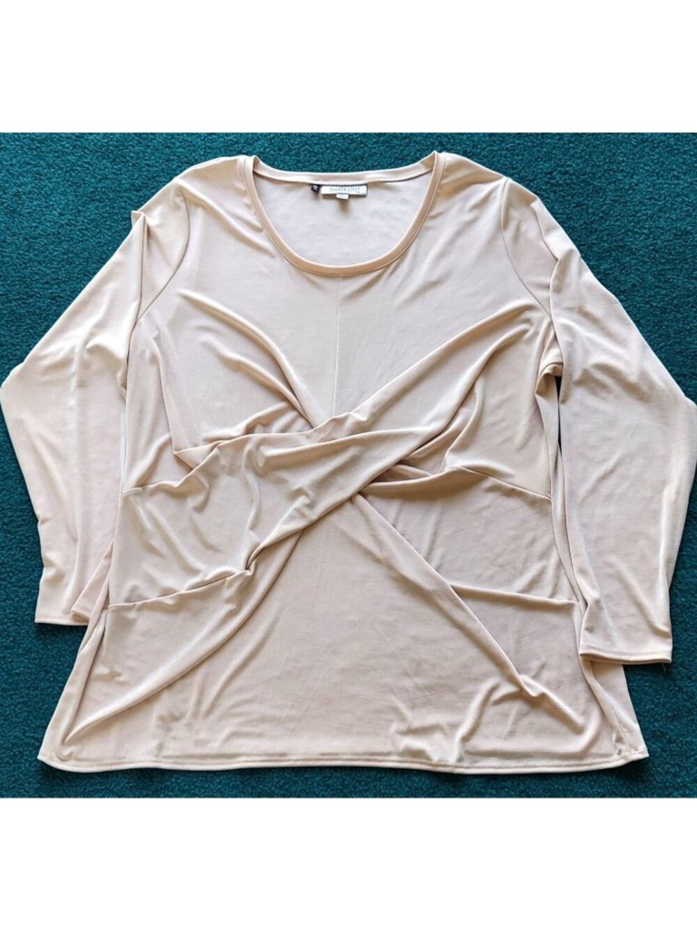 Jennifer Lopez Tan Shirt With Faux Wrap Style Size 2XL